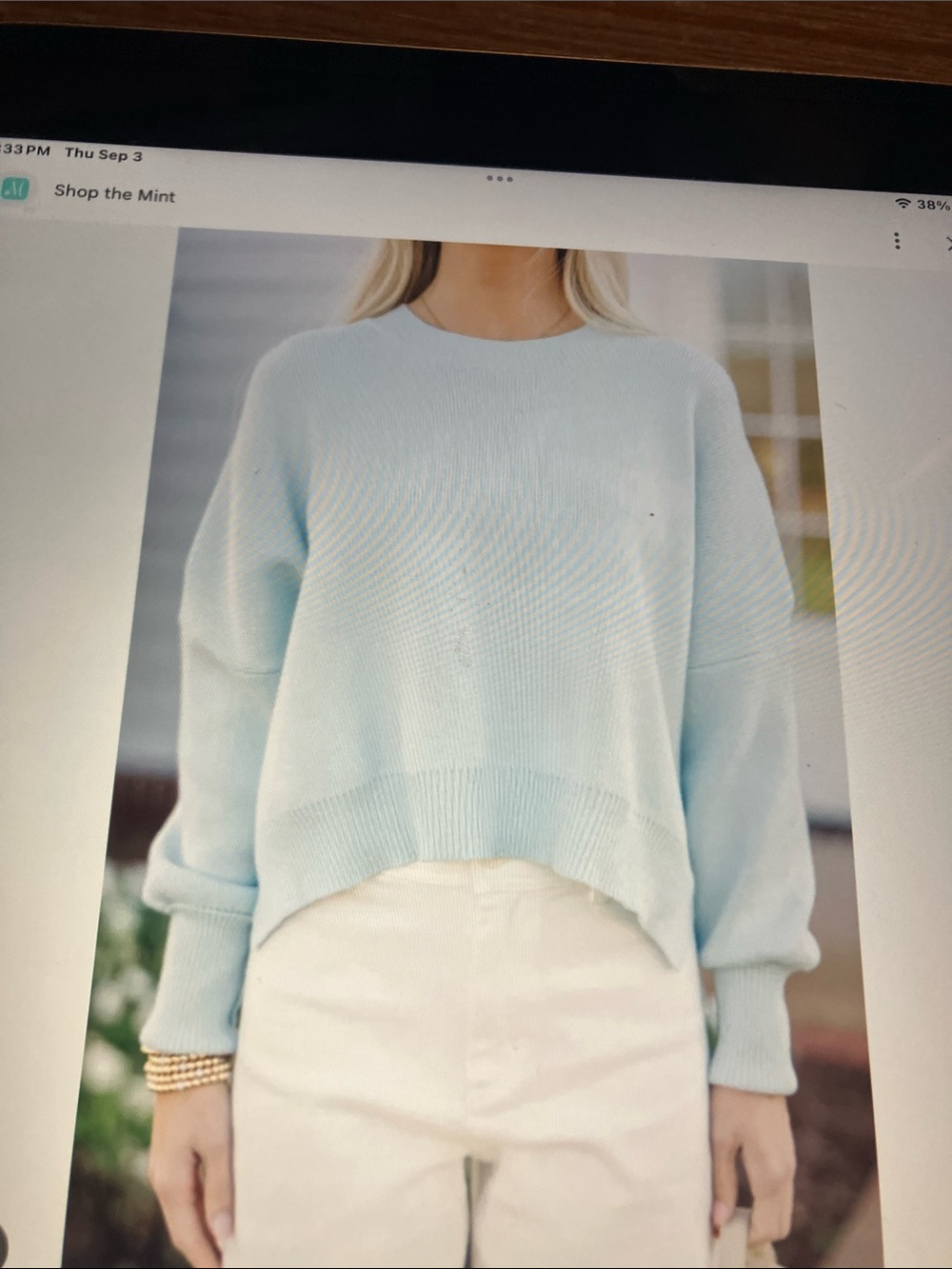 CeCe Pale Blue Crewneck Sweater